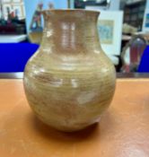 A studio pottery vase marked J T Beymac?, height 20cm.