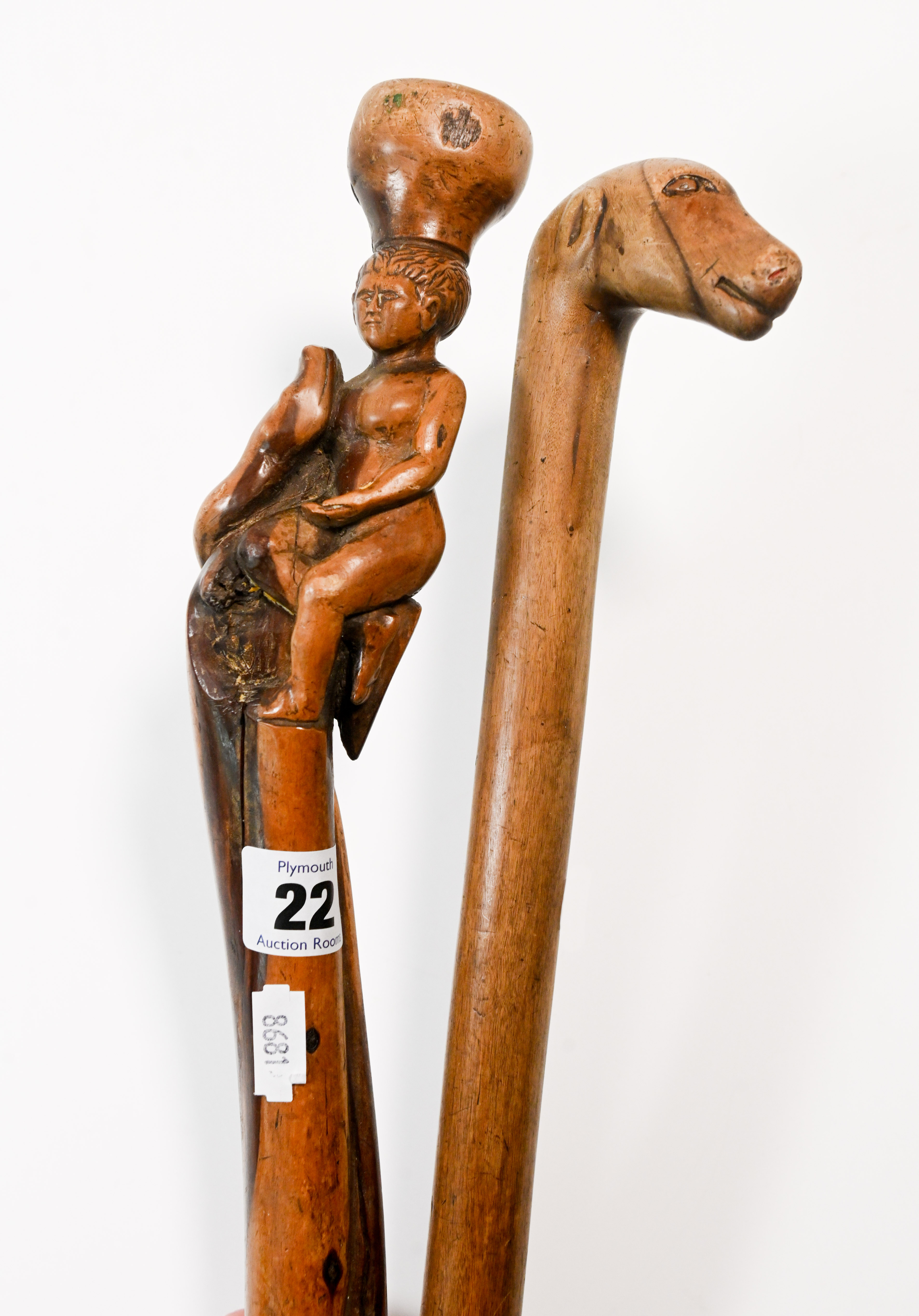 Two walking canes to include a carved dogs head, signed Kepknpa (2). - Image 2 of 2