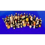 A large collection of miniature bottles, to include sixty-one glass and ceramic bottles, both