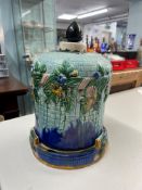 A Majolica style cheese dome.