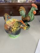 Rooster, a 1930's novelty teapot together with a Dartmouth pottery cockerel (2).