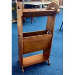 A mahogany and inlaid free standing book and magazine tidy, height 86cm