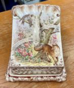 A 19th Century Burgess and Leigh Cheese Dish with Transfer Printed Decoration Depicting Fables