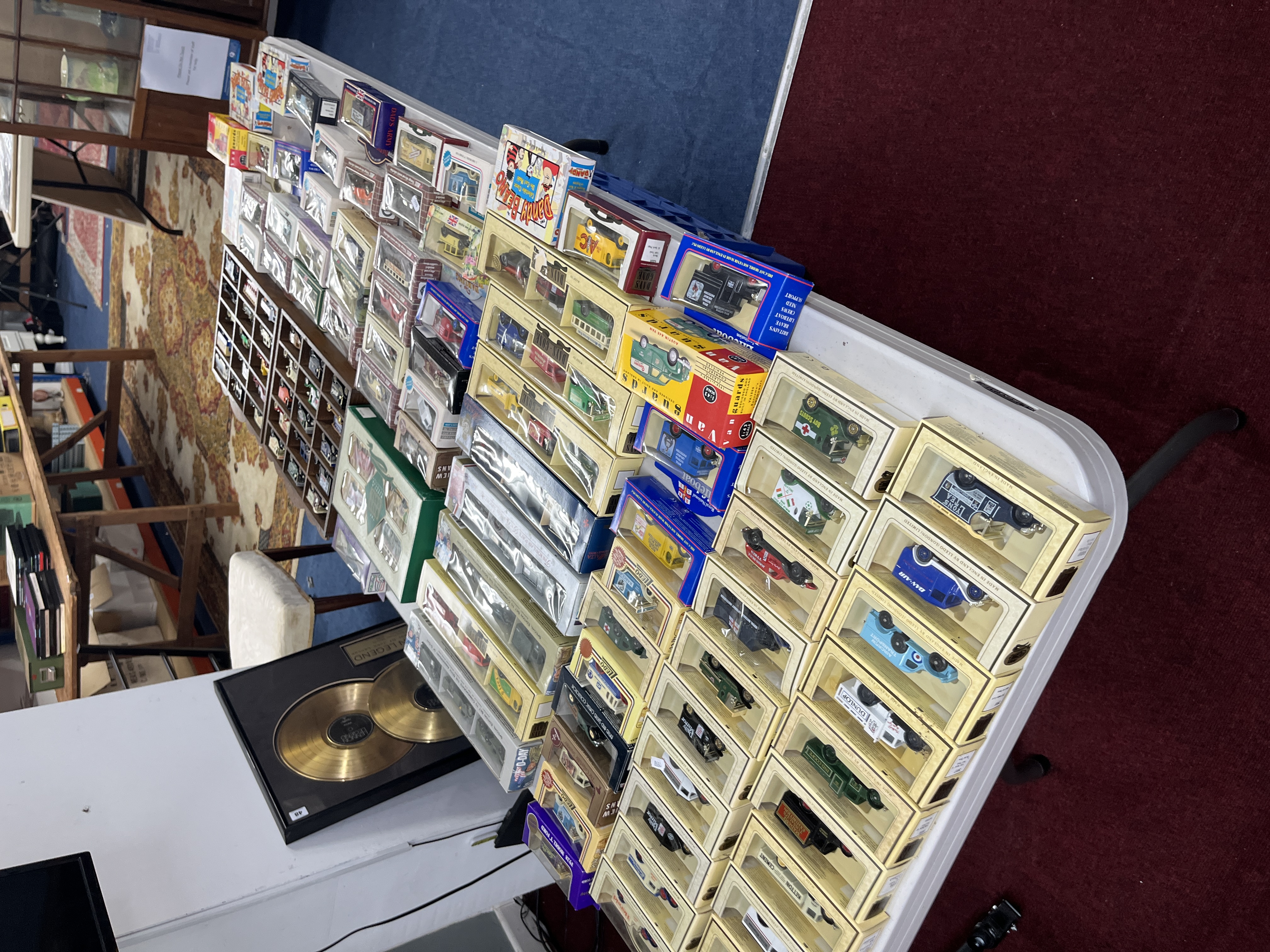 A large collection of model diecast cars. Mostly commercial vehicles, with a number of military - Image 2 of 2