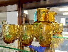 A six piece Venetian style glass water set.