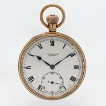 J.W.Benson, an open faced 9ct gold pocket watch, with Benson case, in working order.
