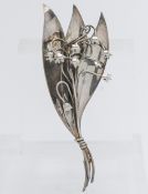 Georg Jensen, a silver ornate brooch, stamped 'GJ A & CO Hand Wrought Sterling