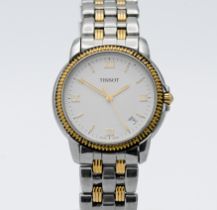 Tissot, a gents two tone Ballade wristwatch, quartz movement, white quarter roman dial, reference