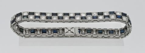 A fine sapphire and diamond set bracelet, length (excluding clasp) 18cm.