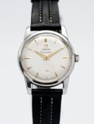 Omega, a vintage gents Seamaster, stainless steel, with gilt batons and sub second dials, leather