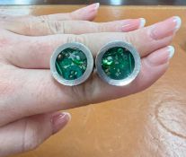 A pair of silver cufflinks by Nicola Hurst, Plymouth.