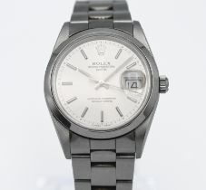 Rolex, a gents stainless steel Oyster Perpetual date chronometer, oyster bracelet, silver baton