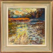 Mary Martin (Cornish b1951-) 'High Tide at Cotehele Quay - December Morning', oil on board,