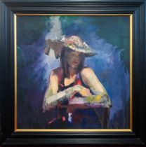 Robert Lenkiewicz (1941-2002) oil on canvas 'Study of Lady Wearing Straw Hat' not titled