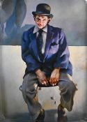 Robert Lenkiewicz (1941-2002) 'Les Ryder in Bowler Hat' Vagrancy Project, giclee on canvas,