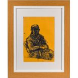 Robert Lenkiewicz (1941-2002) Abraham Weinberg - 'Aby'. 315 x 210 mm, pen on yellow paper, framed