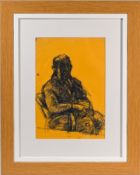Robert Lenkiewicz (1941-2002) Abraham Weinberg - 'Aby'. 315 x 210 mm, pen on yellow paper, framed