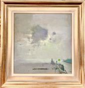 Fred Cuming R.A. (1930-2022) 'Rye Harbour', oil on board, framed, overall size approx. 49cm x 49cm.