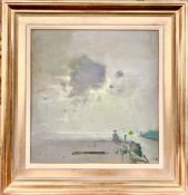 Fred Cuming R.A. (1930-2022) 'Rye Harbour', oil on board, framed, overall size approx. 49cm x 49cm.