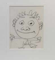 Robert Lenkiewicz (1941-2002) 'Naive Man' signed pencil sketch on paper, 18.5cm x 15cm.