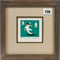 M.Handford, 'Leg Slip' lino print A/P, signed and dated 1983, 6cm x 6.5cm, framed and glazed.