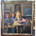 Robert Lenkiewicz (1941-2002) large scale oil on canvas, 'Eddie Stone H.I.V Group with Carer,