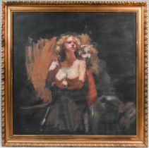 Robert Lenkiewicz (1941-2002) oil on board, signed and titled on reverse, 'Sketch/Study', (model sat
