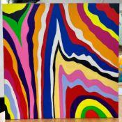 Rosie Cunningham, British artist, 'Abstract Years 2' acrylic on canvas, 40cm x 40cm.