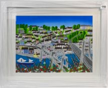 Elisa Trueman, 'Tamar Bridge', acrylic on board, 29cm x 39cm, framed and glazed. Consigned