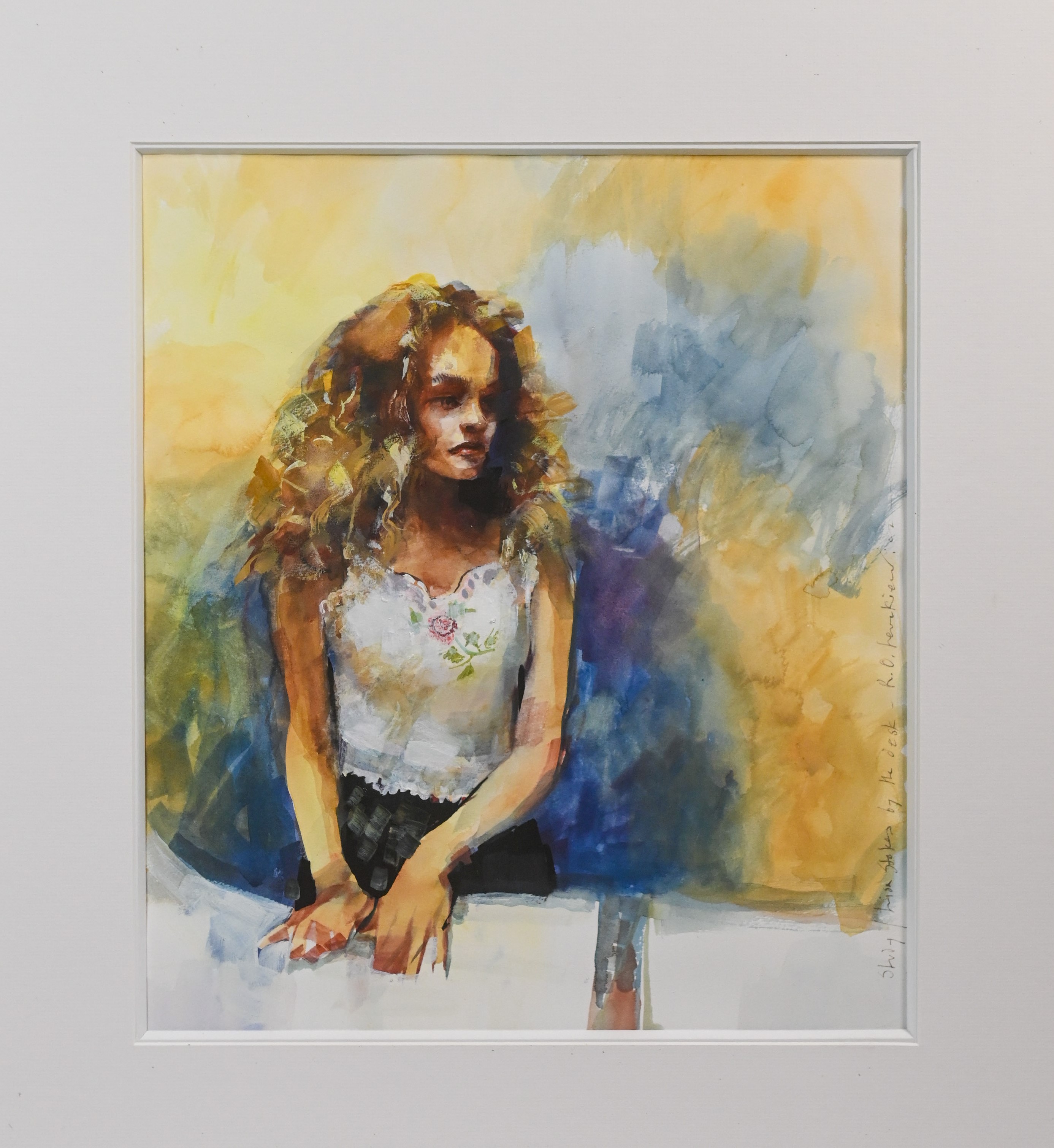 Robert Lenkiewicz (1941-2002), watercolour, 'Study of Lisa Stokes by the Desk', signed and titled in