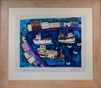 A mixed media picture 'Sutton pool & The Barbican, Plymouth' signed (indistinctly), 44cm x 55cm,