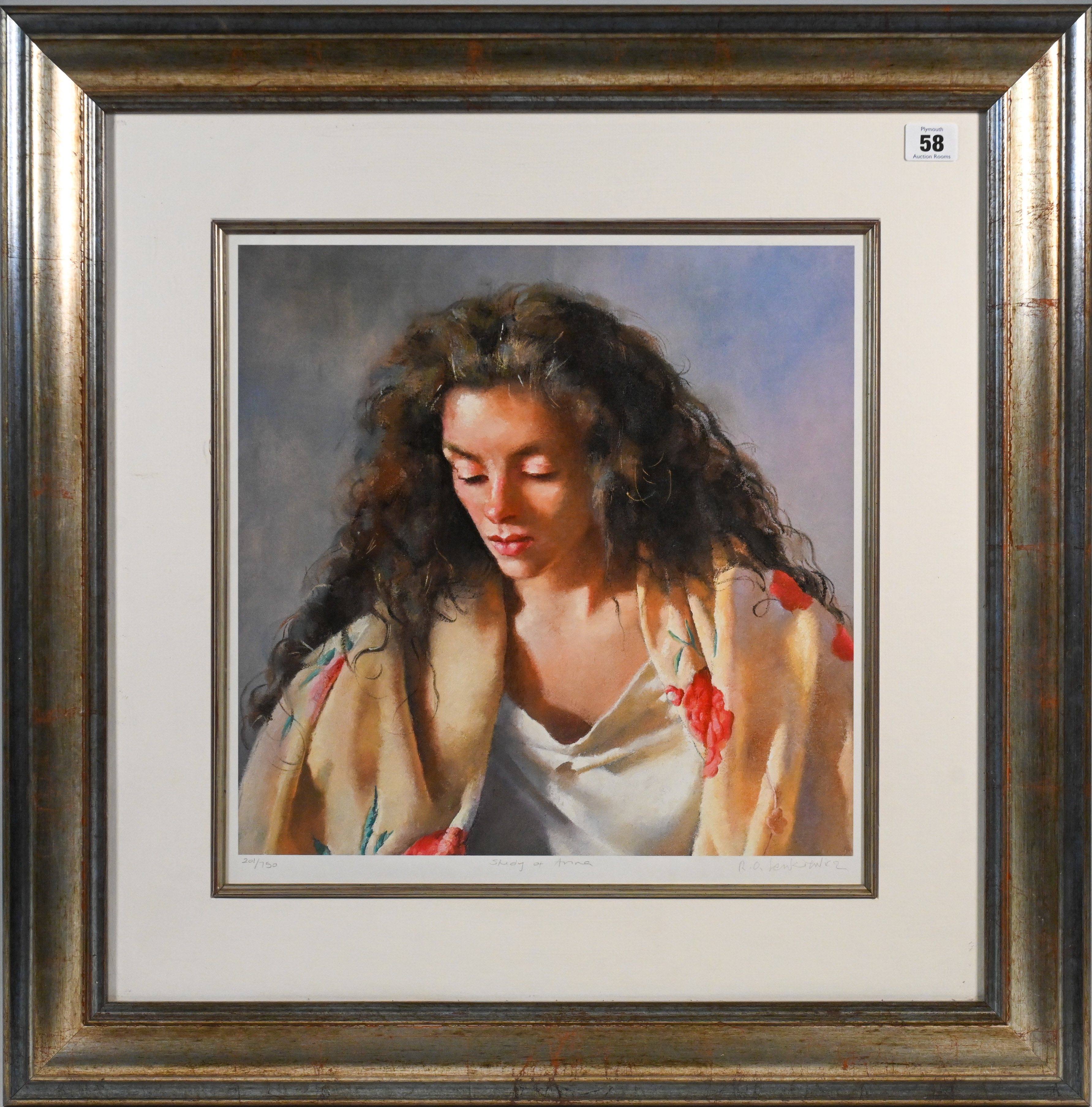 Robert Lenkiewicz (1941-2002) 'Study of Anna' signed limited edition print 201/750, 37cm x 37cm,