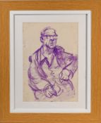 Robert Lenkiewicz (1941-2002) Sydney Smith (SID). 305 x 205 mm, crayon on paper, framed and