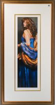 Robert Lenkiewicz (1941-2002) 'Karen in Blue' signed limited edition print 317/475, 72cm x 20cm,