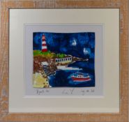 A mixed media picture 'Plymouth Hoe', signed (indistinctly), 24cm x 27cm, framed and glazed.