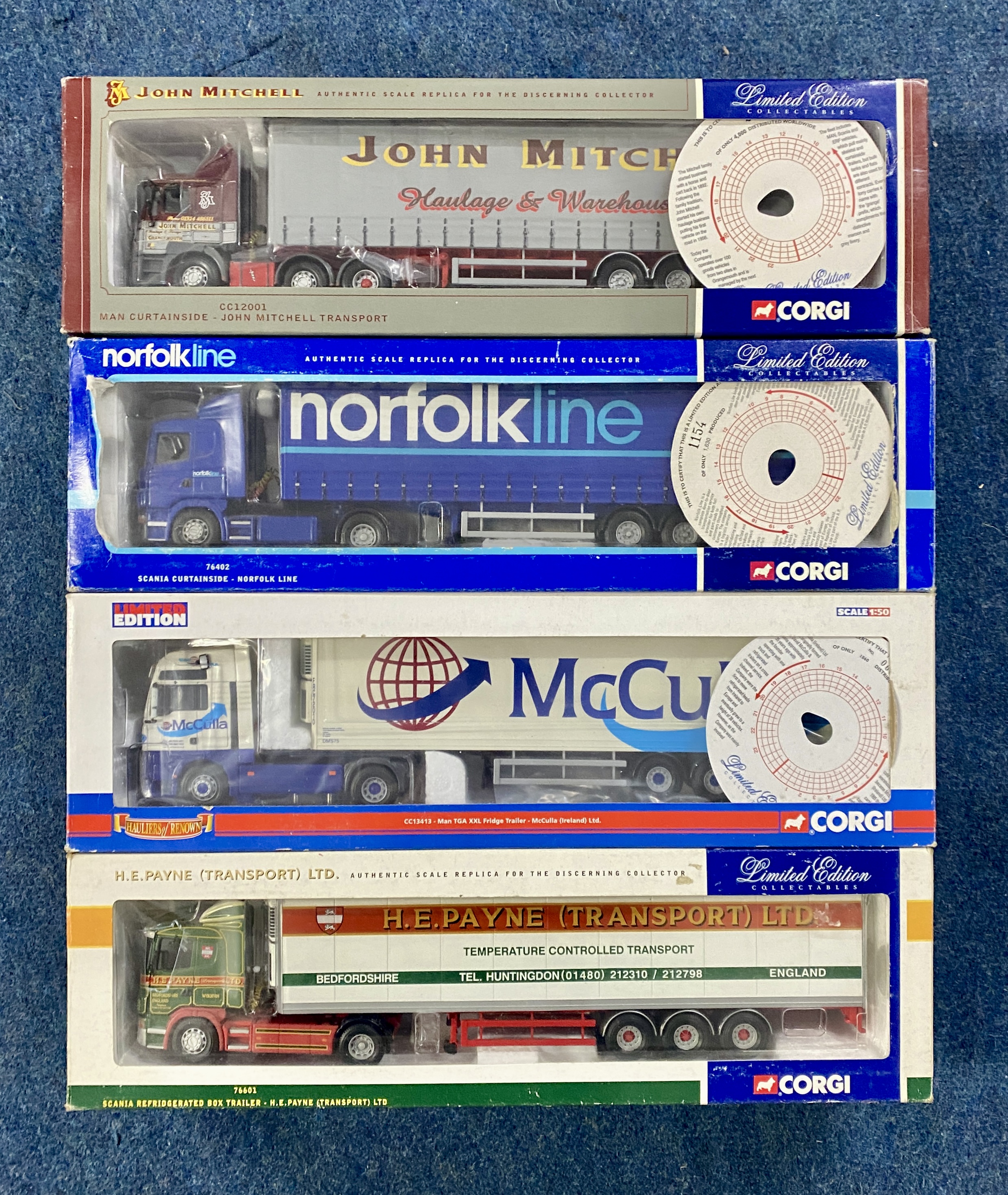 A large collection of 22 boxed model haulage trucks. 1:50 scale. Limited edition collectables, to