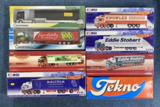 A large collection of 18 boxed model haulage trucks. 1:50 scale. Limited edition collectables,