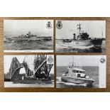 Collection of albums containing postcards of various ships.