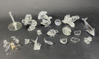 Swarovski Crystal Glass a small collection of damaged pieces and broken parts. To include sixteen