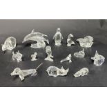 Swarovski Crystal Glass, a collection of animals of various sizes, to include a 'Perched Owl', '