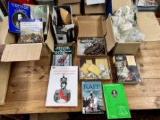 A collection of plinths, small models, MDF cut outs and historical books, to include a Napoleonic