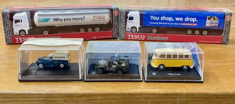 Large collection of 46 models, including cars, haulage trucks, vans etc. Boxed, cased, to include