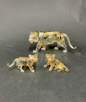 Swarovski Crystal Glass, "Endangered Wildlife Collection" - 'Tiger', boxed. 'Baby lion' in yellow