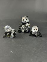 Swarovski Crystal Glass, 'Endangered Wildlife - Pandas with Panda Cub', boxed.