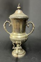 A silver plated hot water urn, height 40cm
