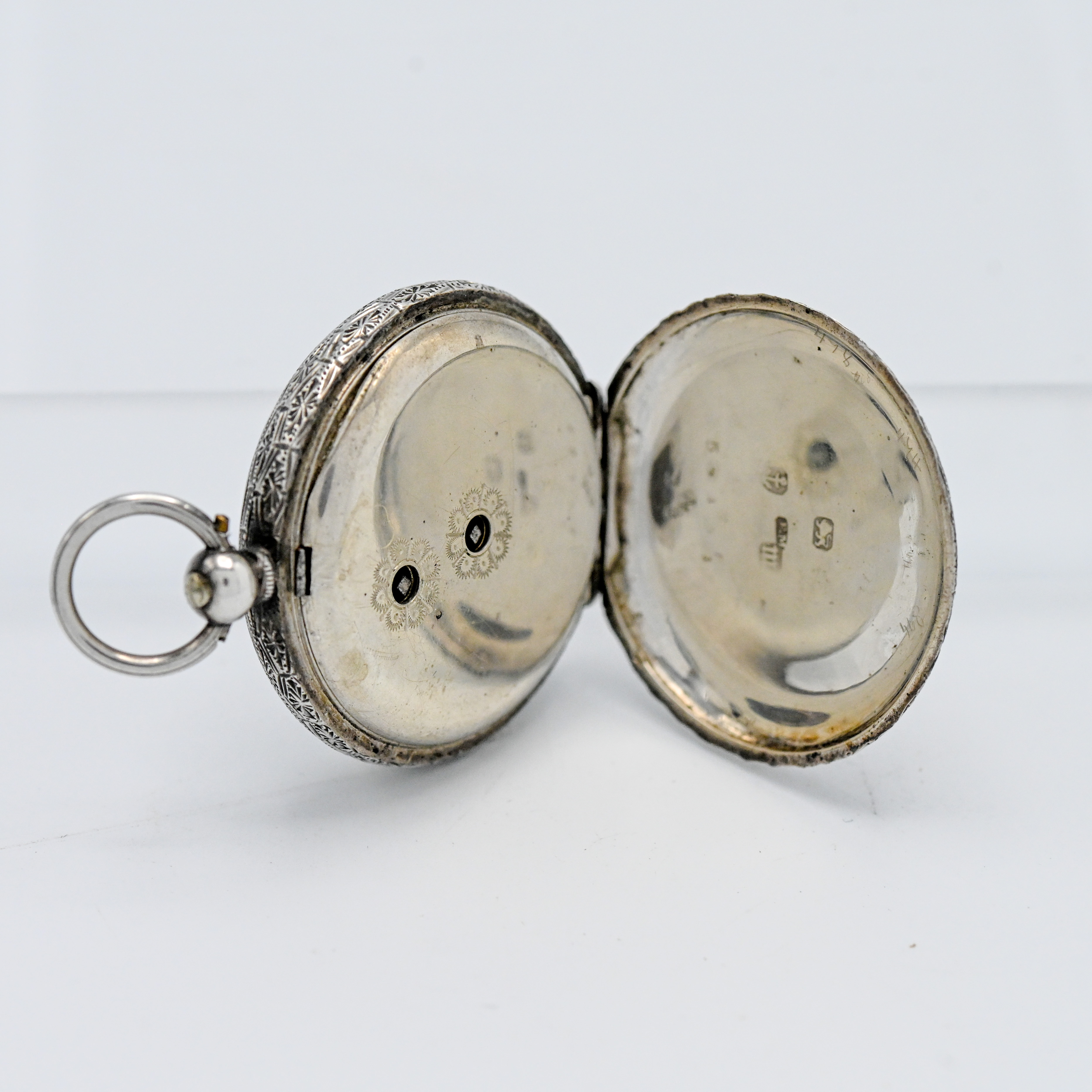 A Victorian silver, pretty enamel fob watch with key wind movement (marked F.M) - Image 2 of 3
