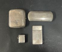 A small collection of silver to include glass case, Birmingham circa 1933-34, cigarette case