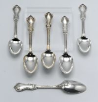 A set of six fancy Victorian silver teaspoons, London, approx. 6.95oz