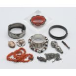 Various silver and other jewellery, including coral beads