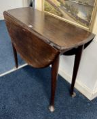A George III mahogany drop flap table on pad feet. Length 90 cm